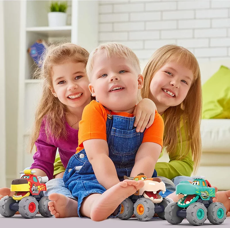 Set 3 masinute de jucarie pentru bebelusi Monster Truck HOLA