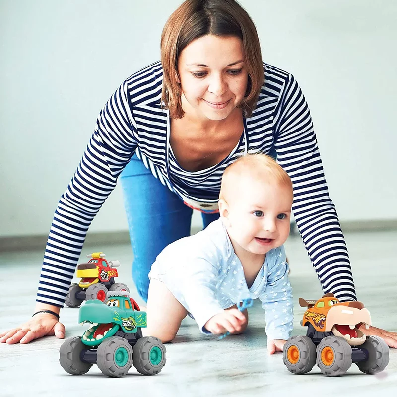Set 3 masinute de jucarie pentru bebelusi Monster Truck HOLA